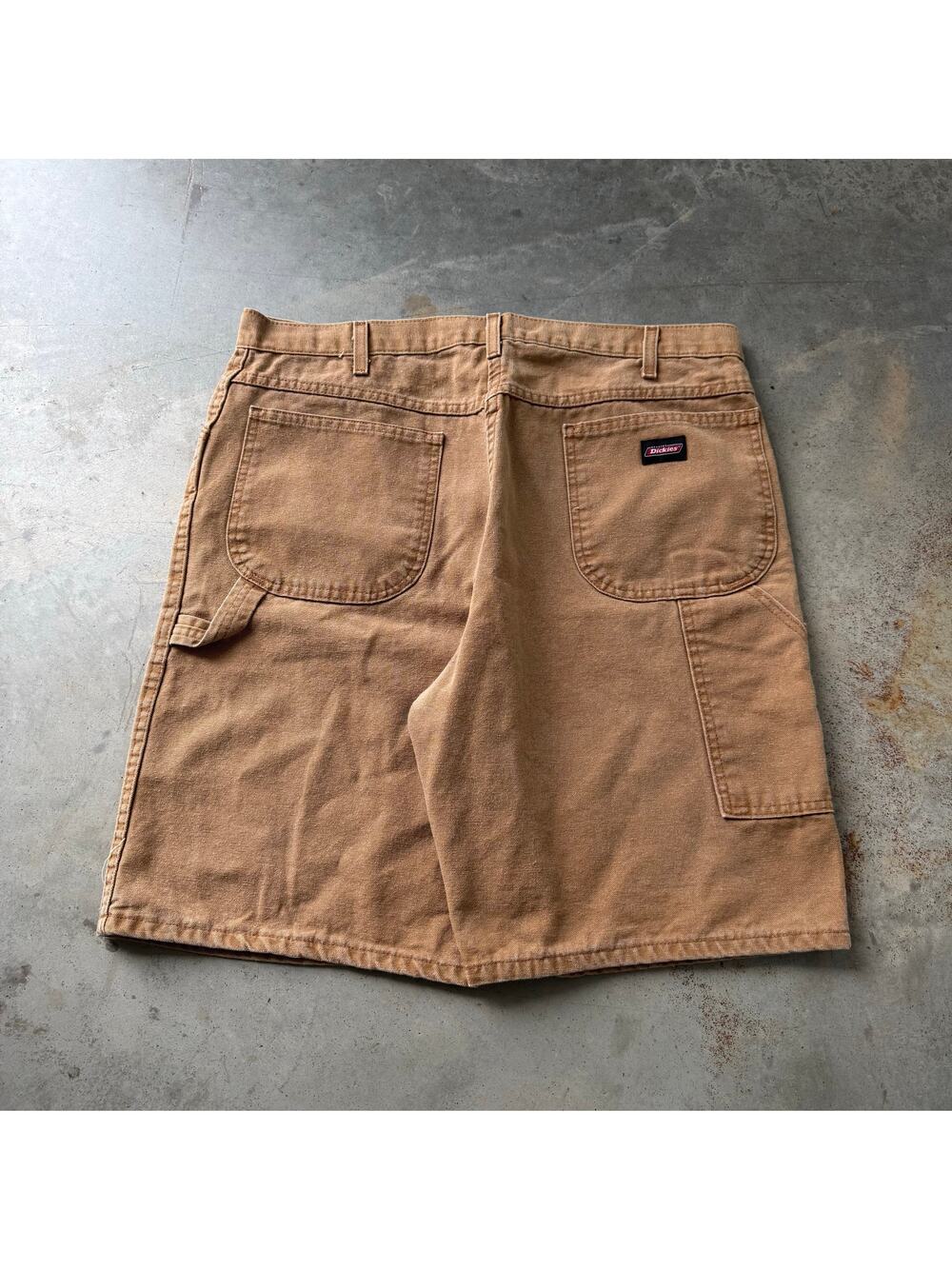 Vintage Y2K Dickies Faded Tan Retro Workwear Utility Carpenter Shorts Size 36